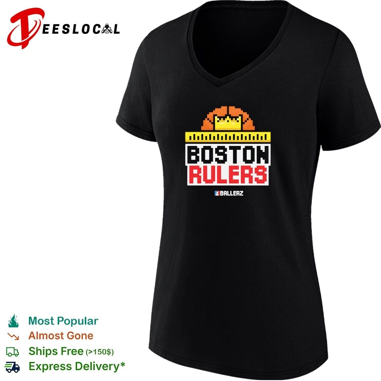 Boston Rulers Ballerz basketball pixel art T-shirt