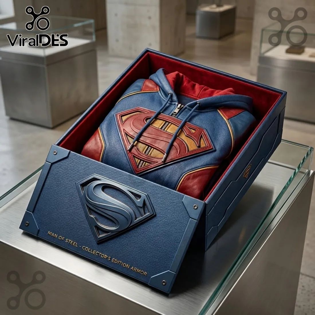 Superman Premium Leather Zip Up Hoodie