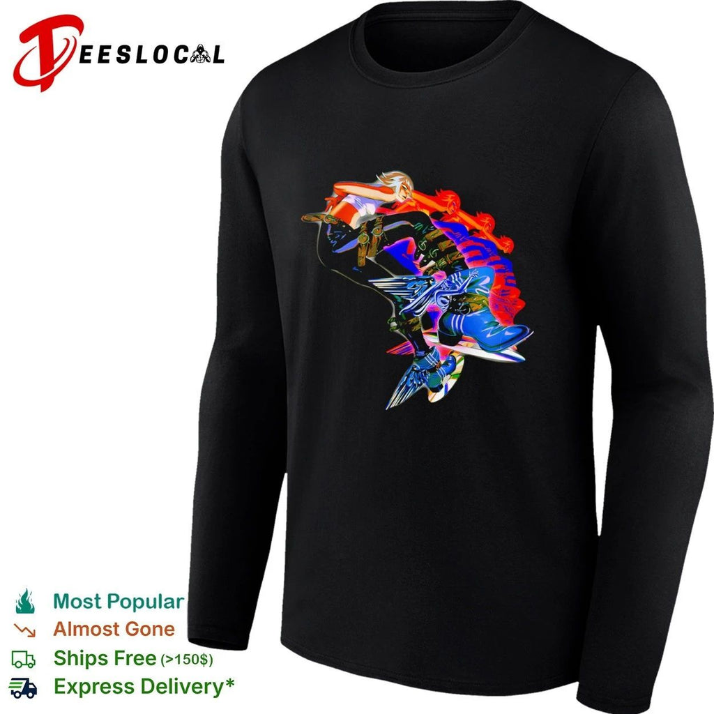 Anime Girl with Winged Boots and Belted Pants T-shirt