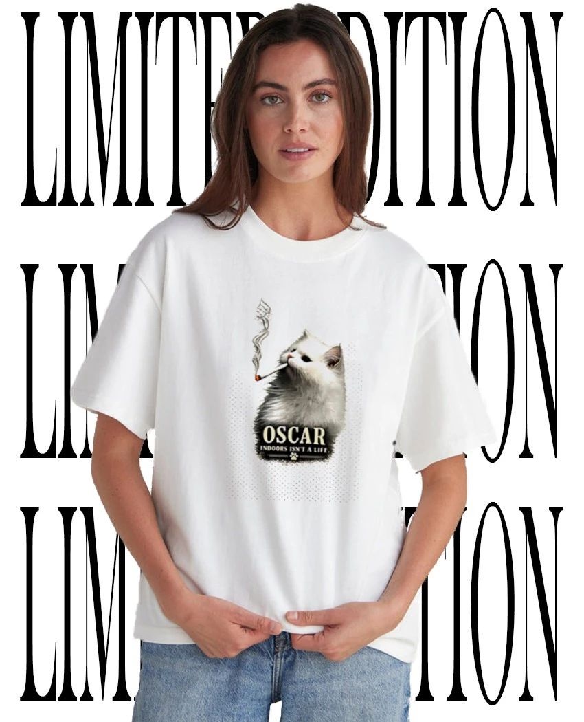 Cat smoking Oscar indoors isn’t a life shirt