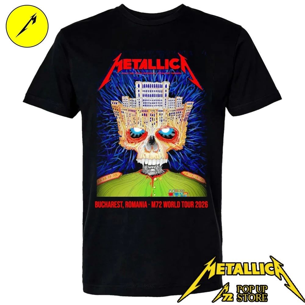 Metallica M72 Bucharest Limited Edition Merch Tee For Arena Nationala In Bucharest Romania On May 13 2026 Palace Of Parliament Crown Skull Shirt
