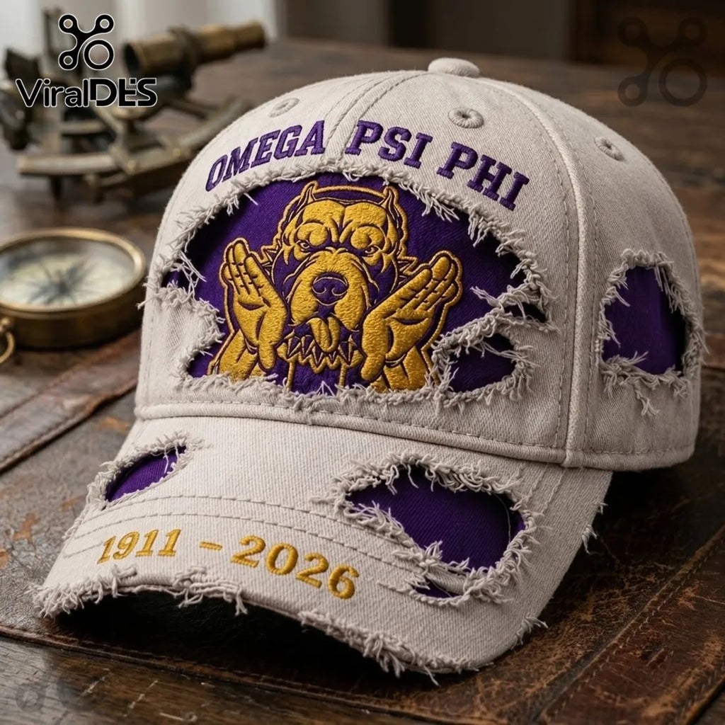 Omega Psi Phi 1911-2026 Distressed Mascot Baseball Cap