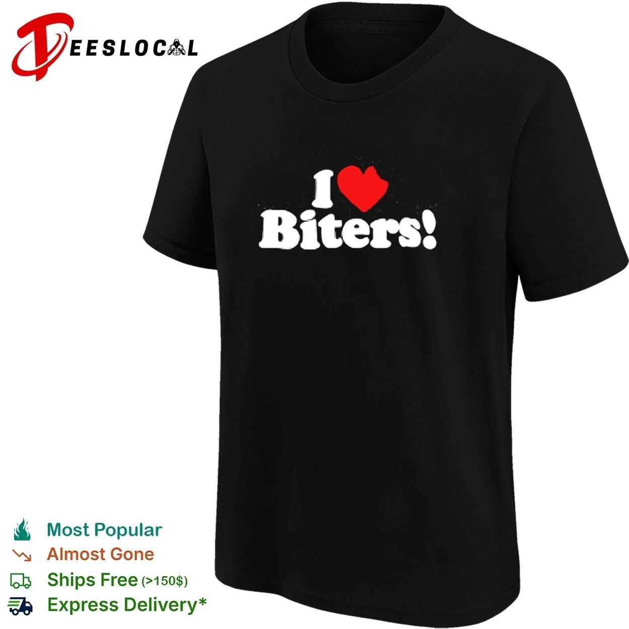 I Love Biters biting funny humor slogan T-shirt