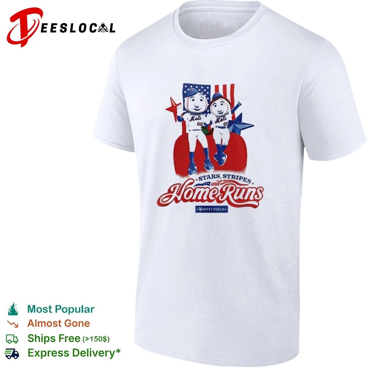 Stars Stripes and Home Runs NY Mets USA 250th Anniversary T-shirt