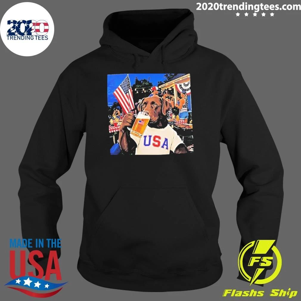 Labrador Drinking Beer USA Chocolate Lab Shirt