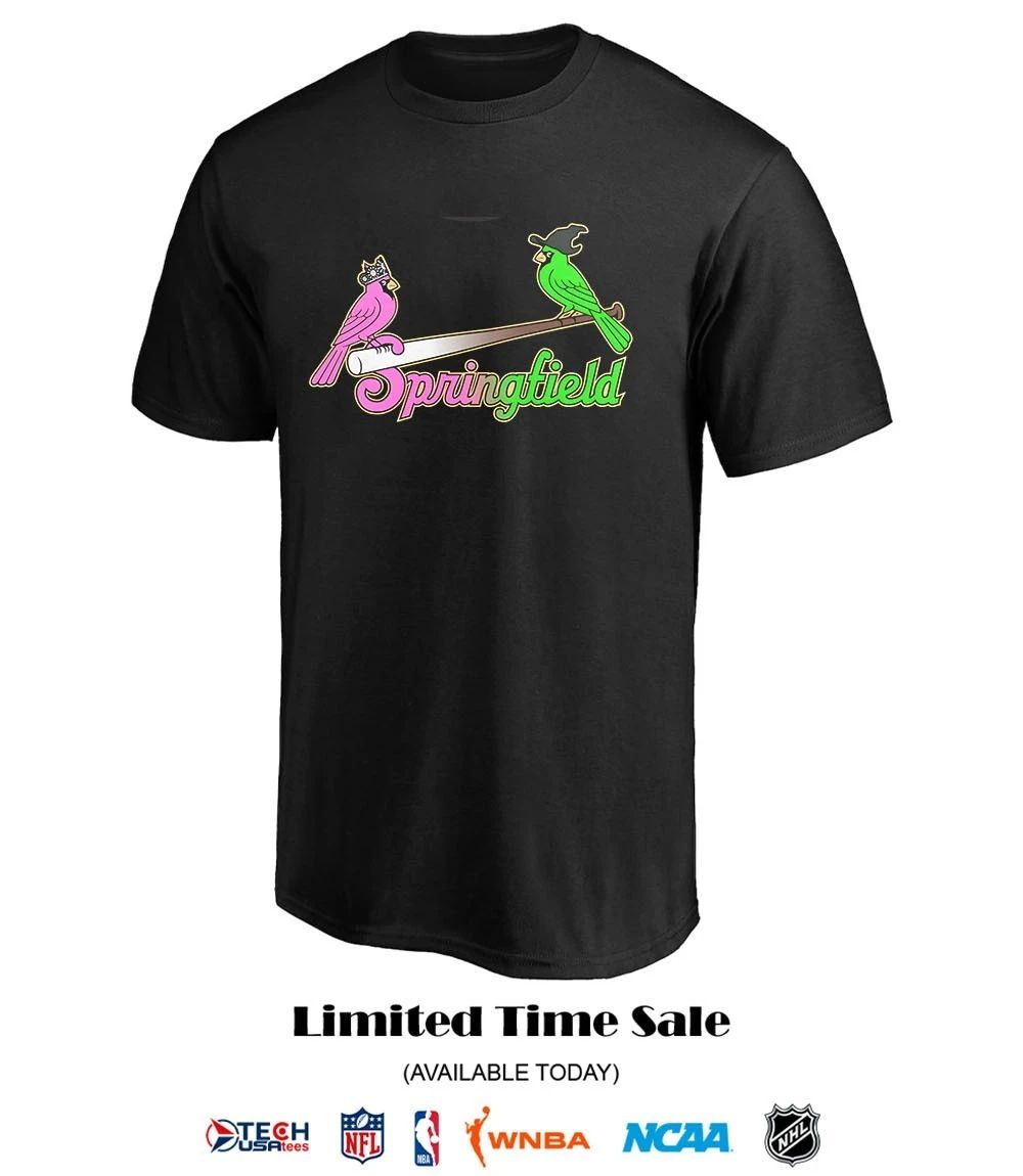 Springfield Cardinals Baseball pink and green logo shirt