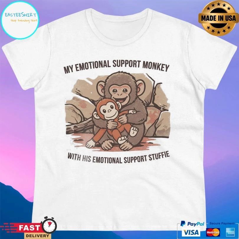 Punch Macaque Monkey My Emotional Support Monkey With His Emotional Support Stuffie 2026 T-shirts