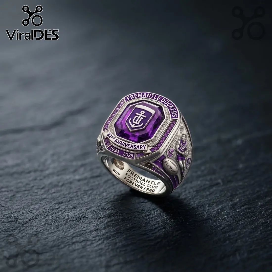 Fremantle Dockers 32nd Anniversary Engraved Ring