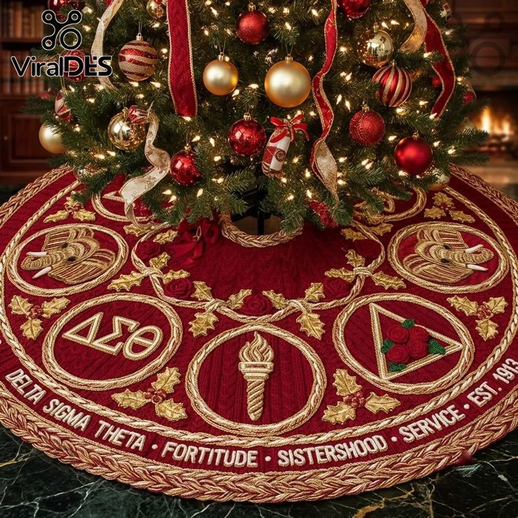 Delta Sigma Theta Velvet Christmas Tree Skirt
