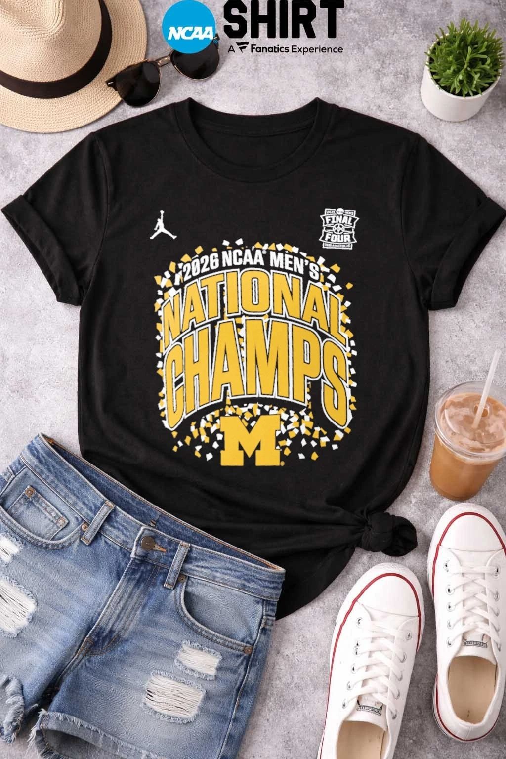 Michigan Wolverines 2026 NCAA Men’s Basketball National Champions Confetti Celebration T-Shirt