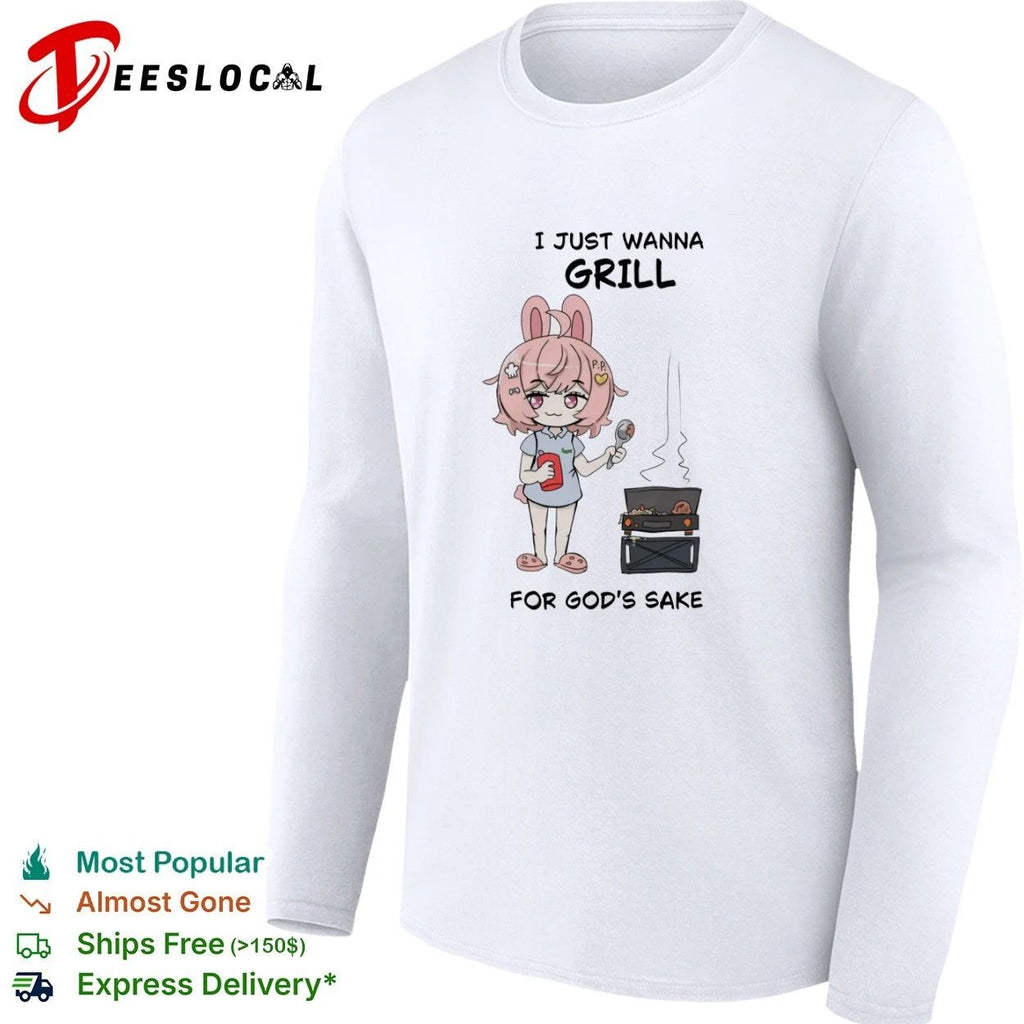 I Just Wanna Grill for God’s Sake Anime Bunny Girl T-shirt