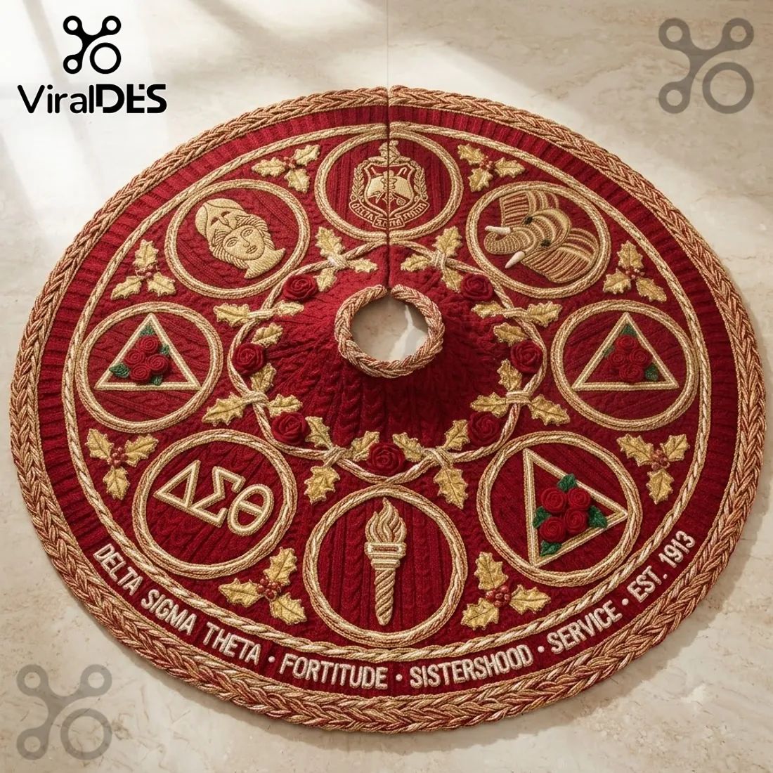 Delta Sigma Theta Velvet Christmas Tree Skirt