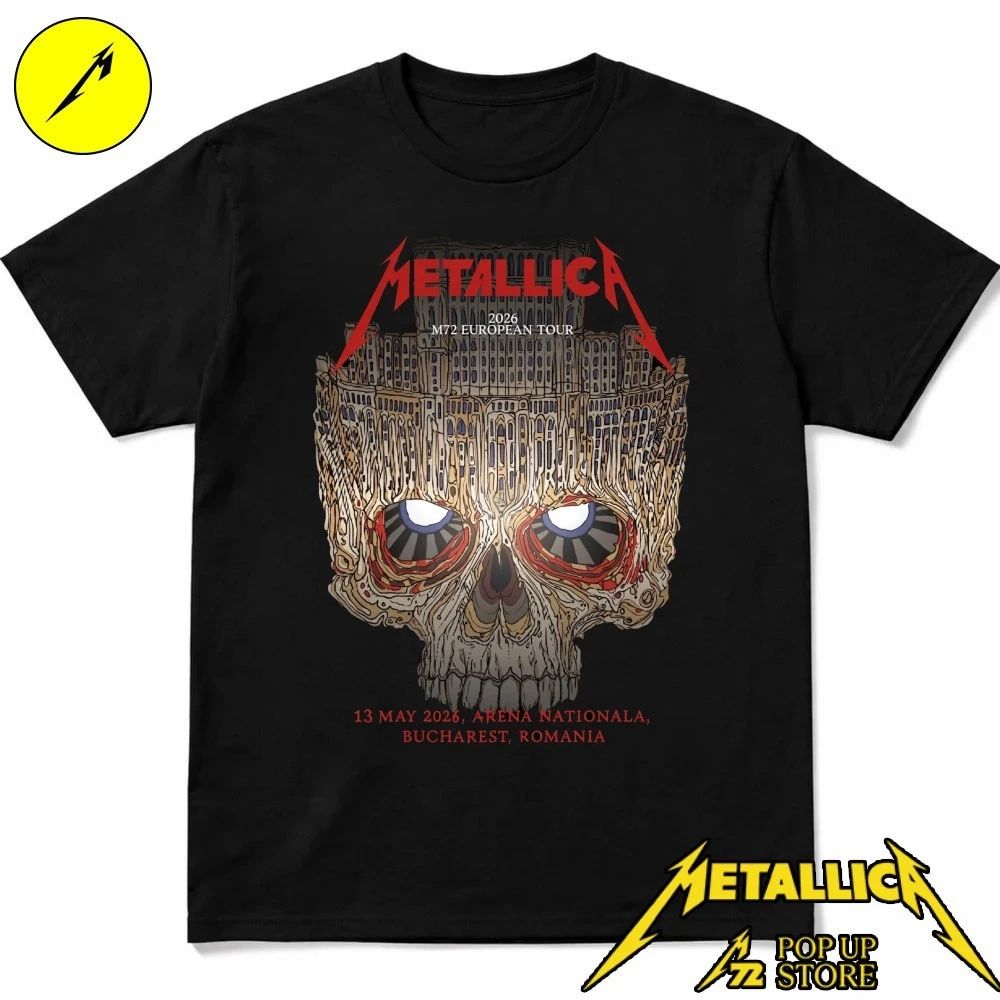 Metallica 2026 M72 European Tour May 13, 2026 Arena nationala, Bucharest , Romania Palace Of Parliament Skull Art Shirt