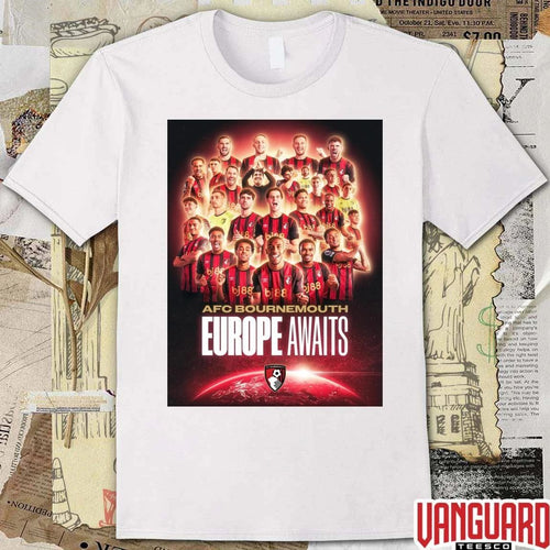 2026 AFC Bournemouth European Football Awaits Poster t-shirt