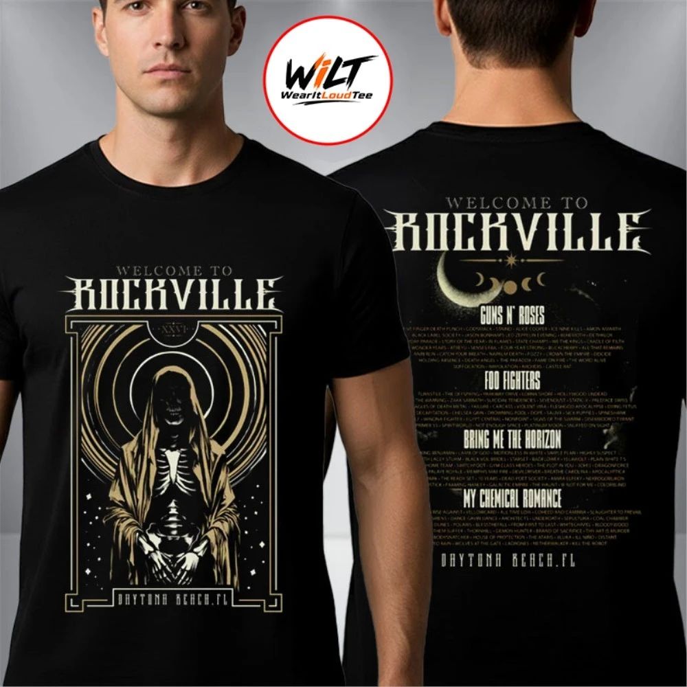 Welcome To Rockville 2026 Festival Merch Daytona Beach Florida From May 7 To 10 2026 Skeleton Night Wish Shirt