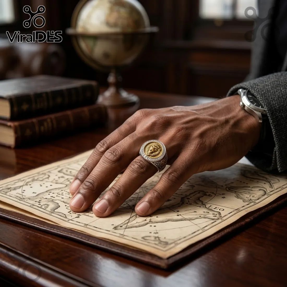 Leo Zodiac Gold and Silver Premium Ring