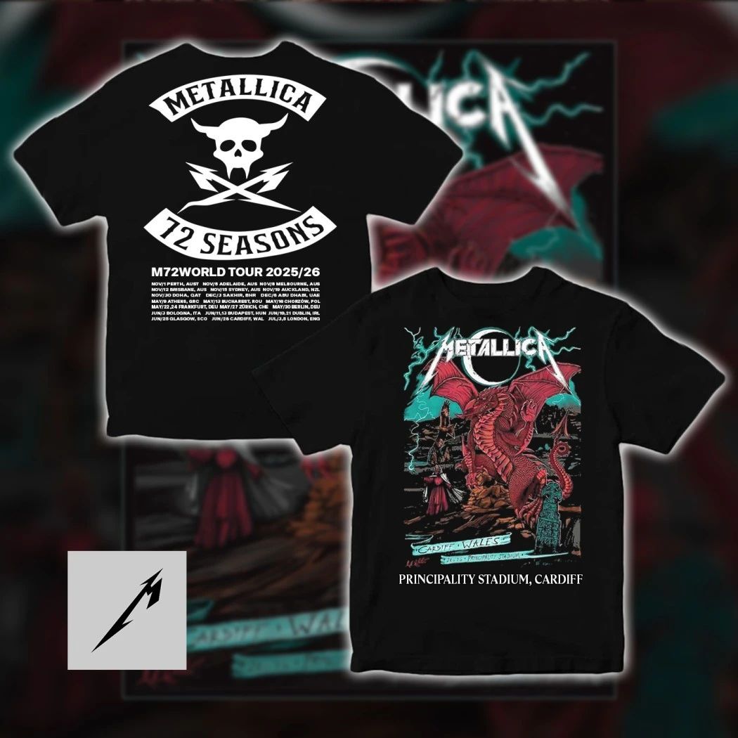 Metallica M72 World Tour 2026 Cardiff T-Shirt – Dragon Art Exclusive