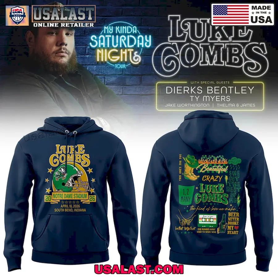 Notre Dame Stadium x Luke Combs My Kinda Saturday Night Tour Hoodie T-Shirt