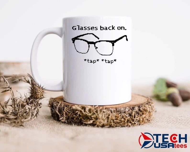 Glasses back on tap tap shirt