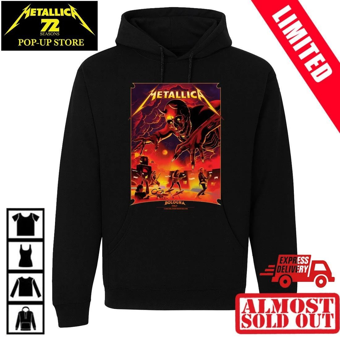 Metallica Bologna 2026 Pop-Up Shop Exclusive Tour T-Shirt