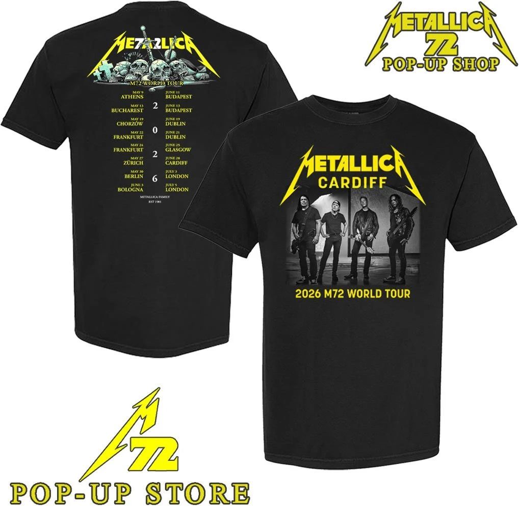 Metallica M72 Cardiff, Wales 2026 Band Members World Tour Dated T-Shirt