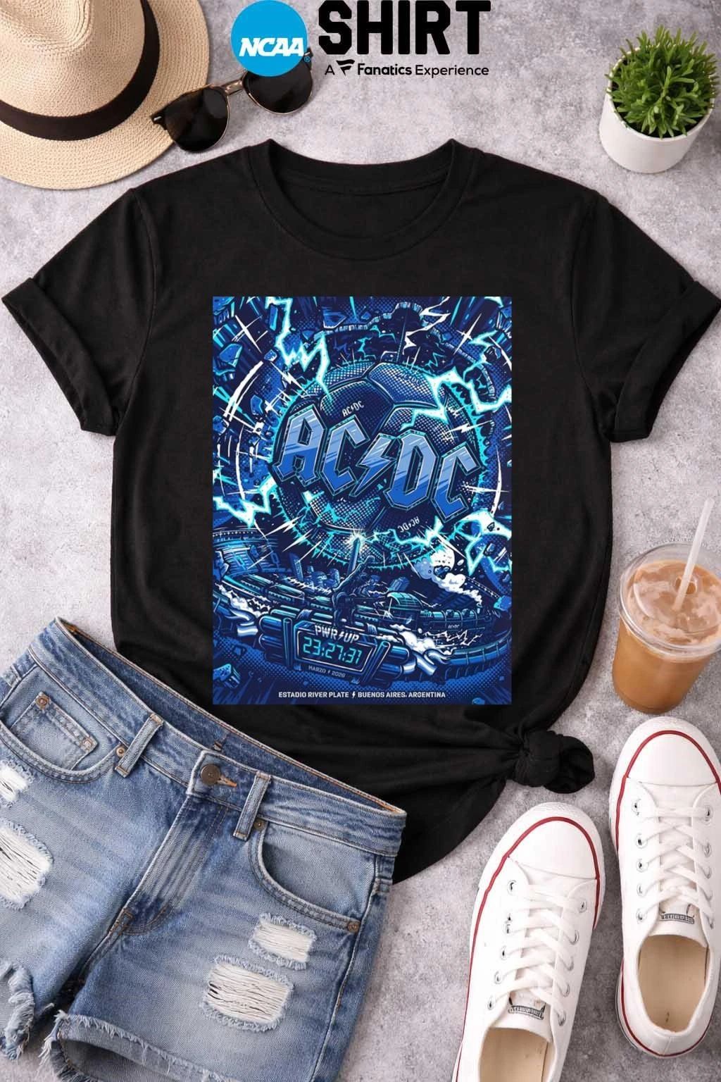 ACDC PWR Up Buenos Aires Argentina 2026 Venue Poster At Estadio River Plate On March 23 2026 T-Shirt