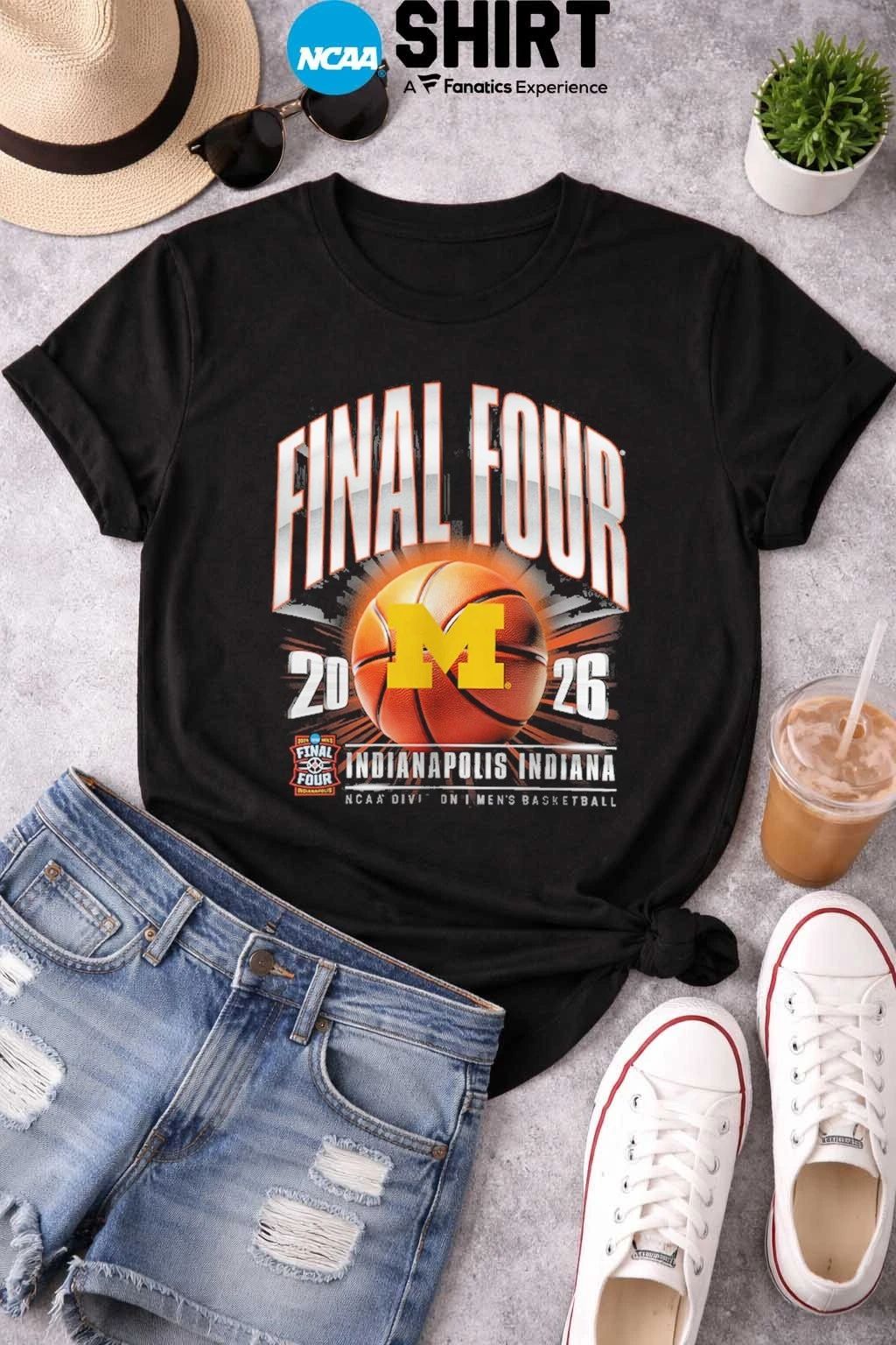 Michigan Wolverines 2026 NCAA Division I Men’s Basketball March Madness Final Four T-Shirt