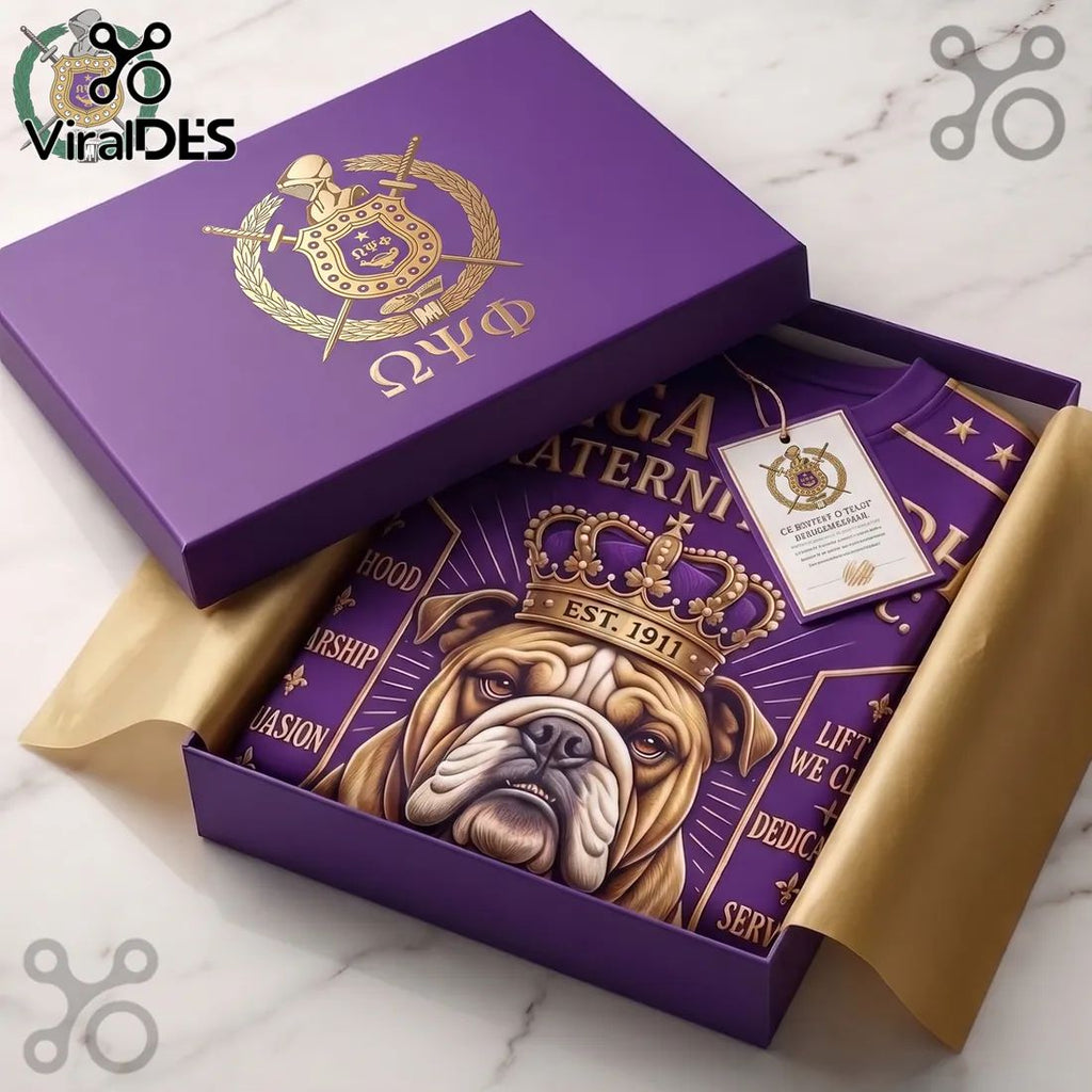 Omega Psi Phi Fraternity Bulldog Purple Gold T-Shirt