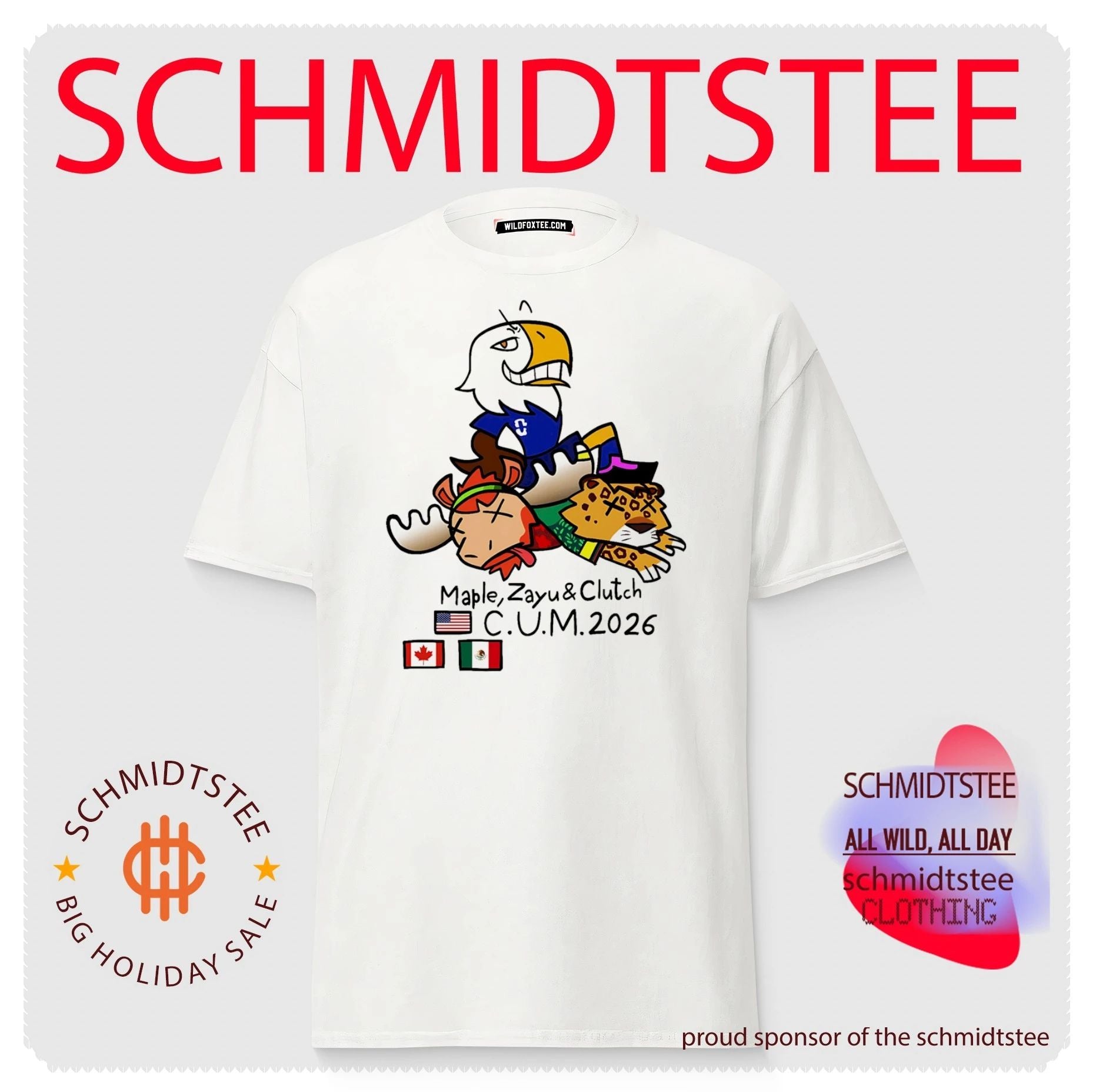 Maple Zayu and Clutch World Cup CUM 2026 World Cup Mascots shirt
