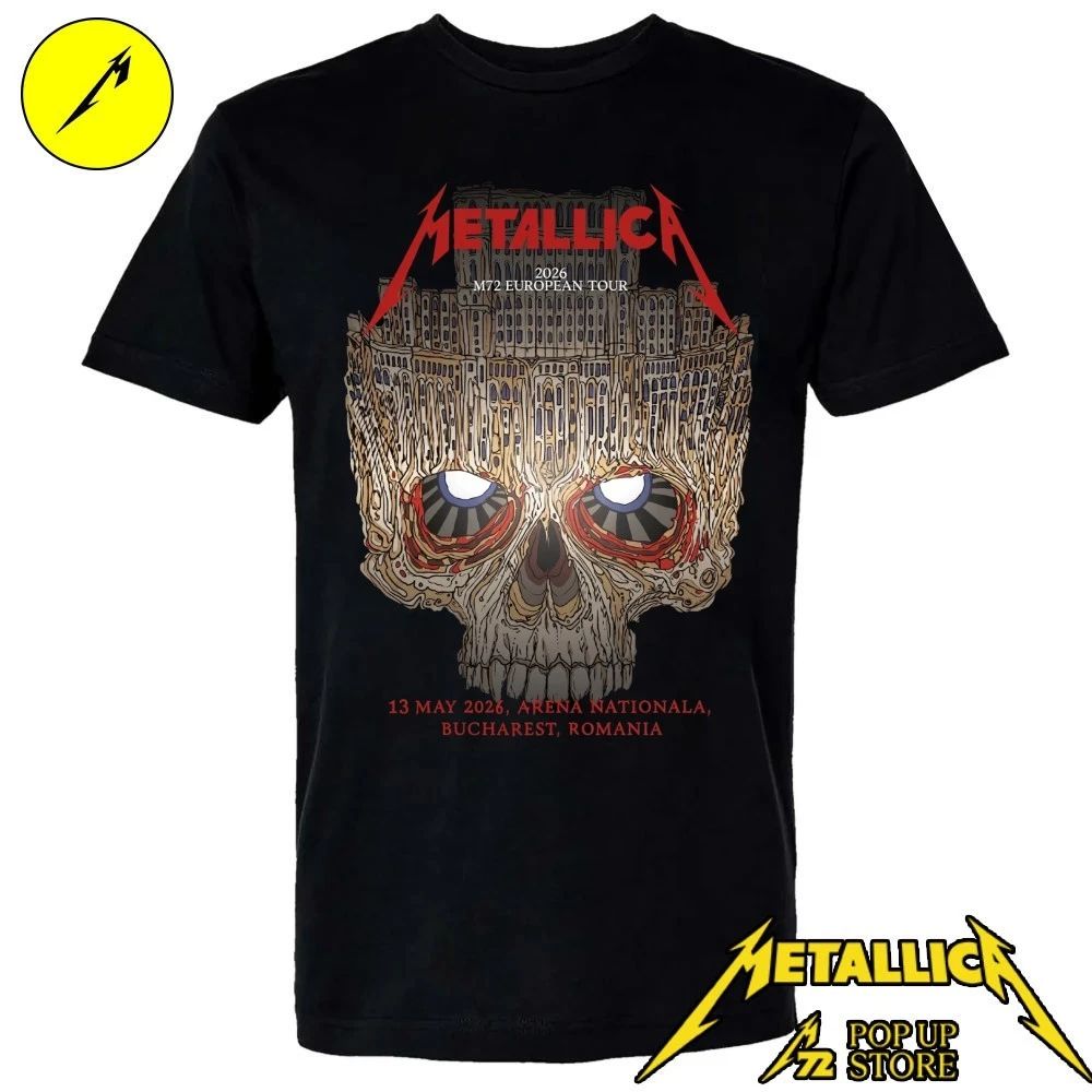 Metallica 2026 M72 European Tour May 13, 2026 Arena nationala, Bucharest , Romania Palace Of Parliament Skull Art Shirt