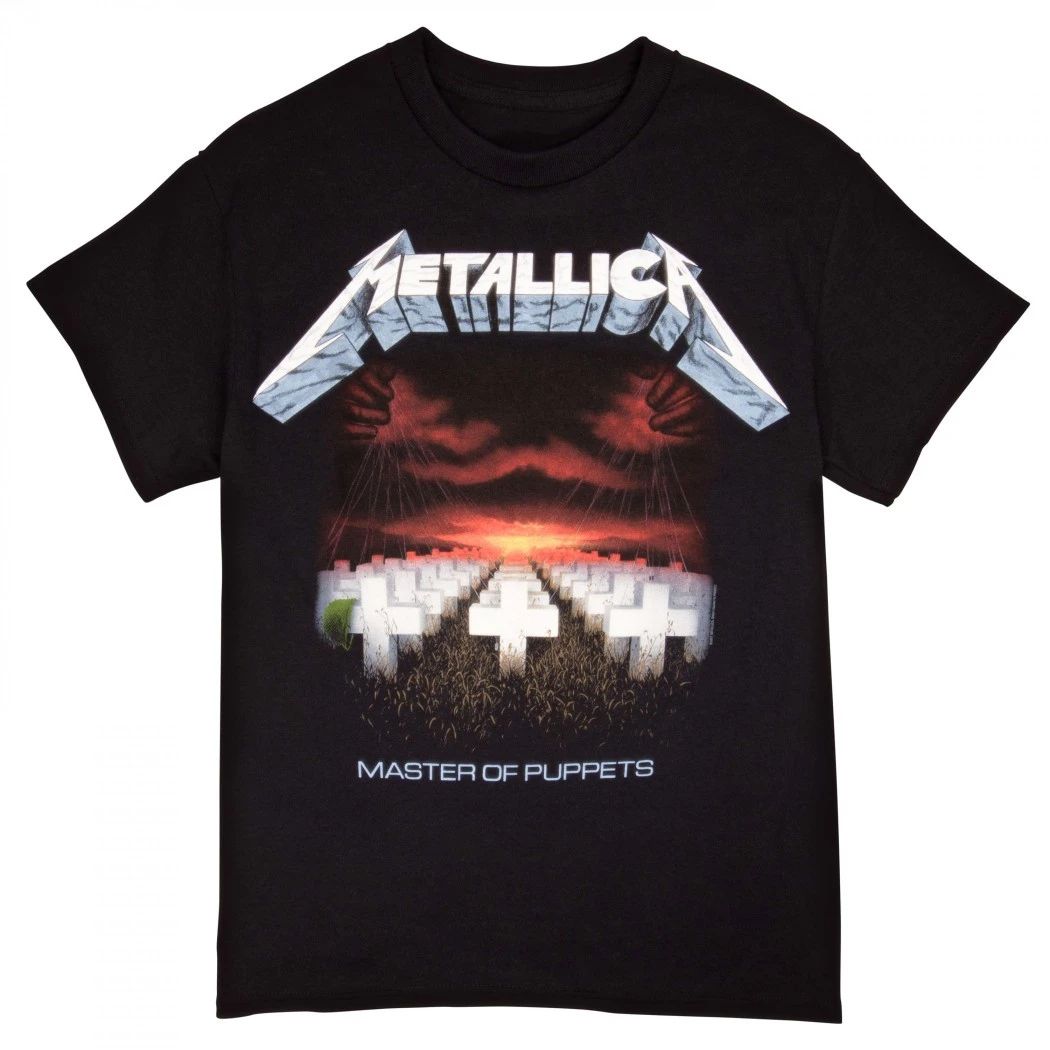 Metallica Master of Puppets Tracklist T-Shirt – Heavy Metal Album Cover Graphic Tee – Black Cotton Rock Merch