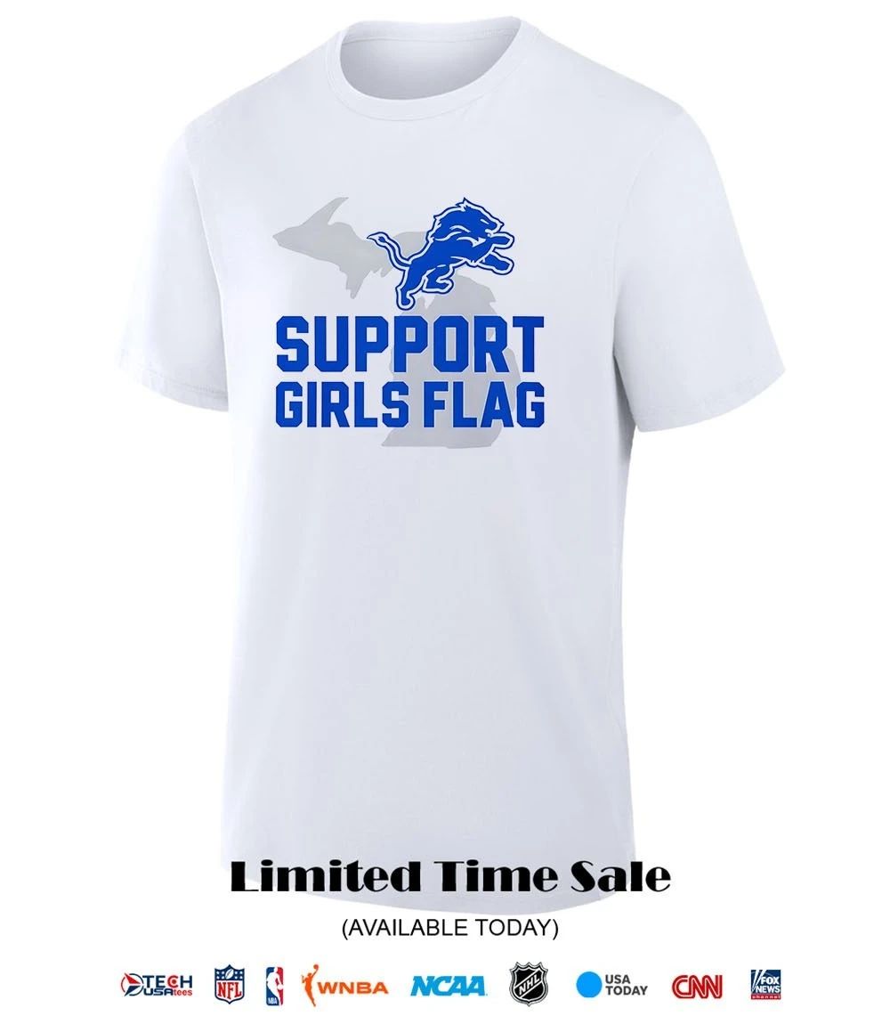 Detroit Lions support girls flag shirt
