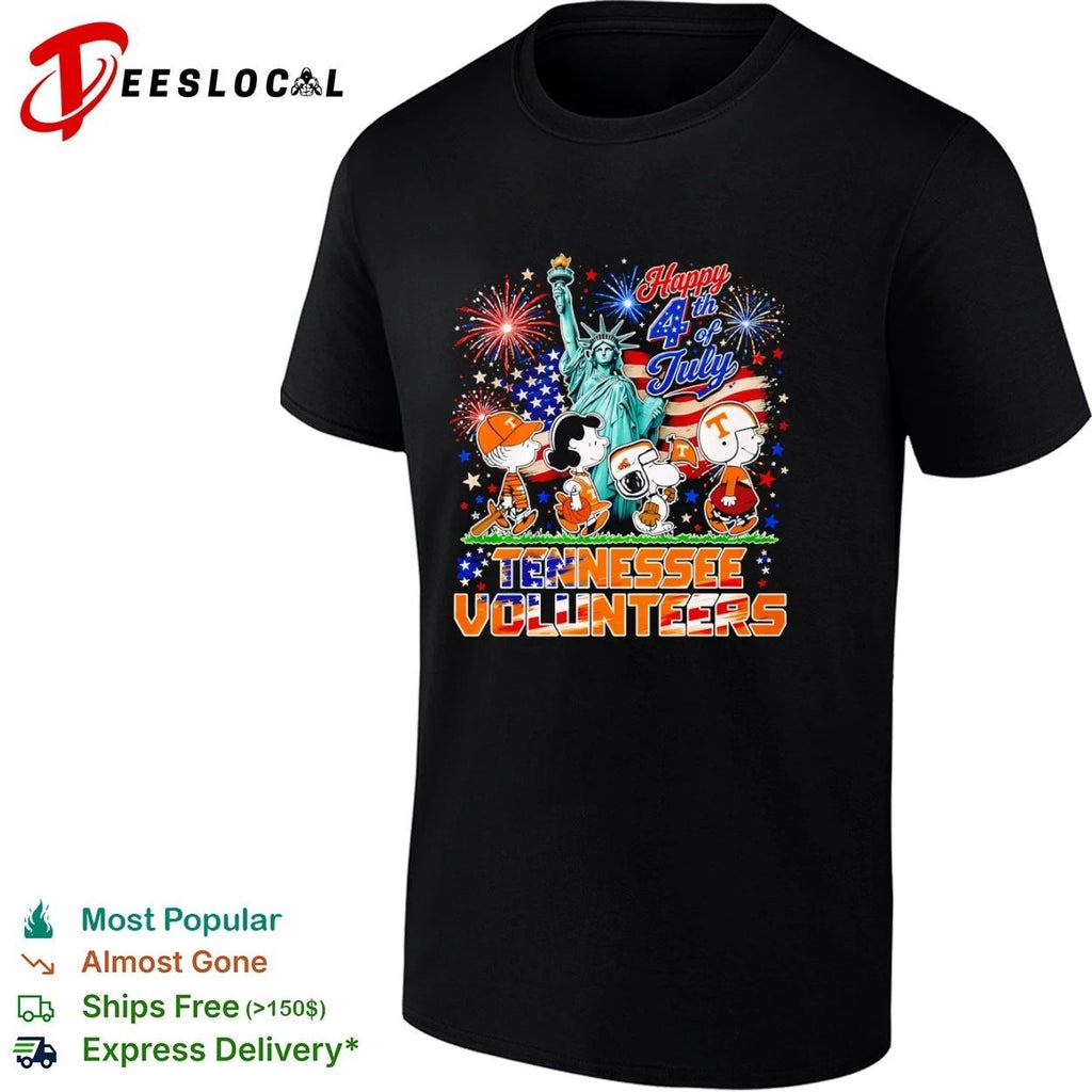 Peanuts Characters Happy 4th of July Tennessee Volunteers T-shirt