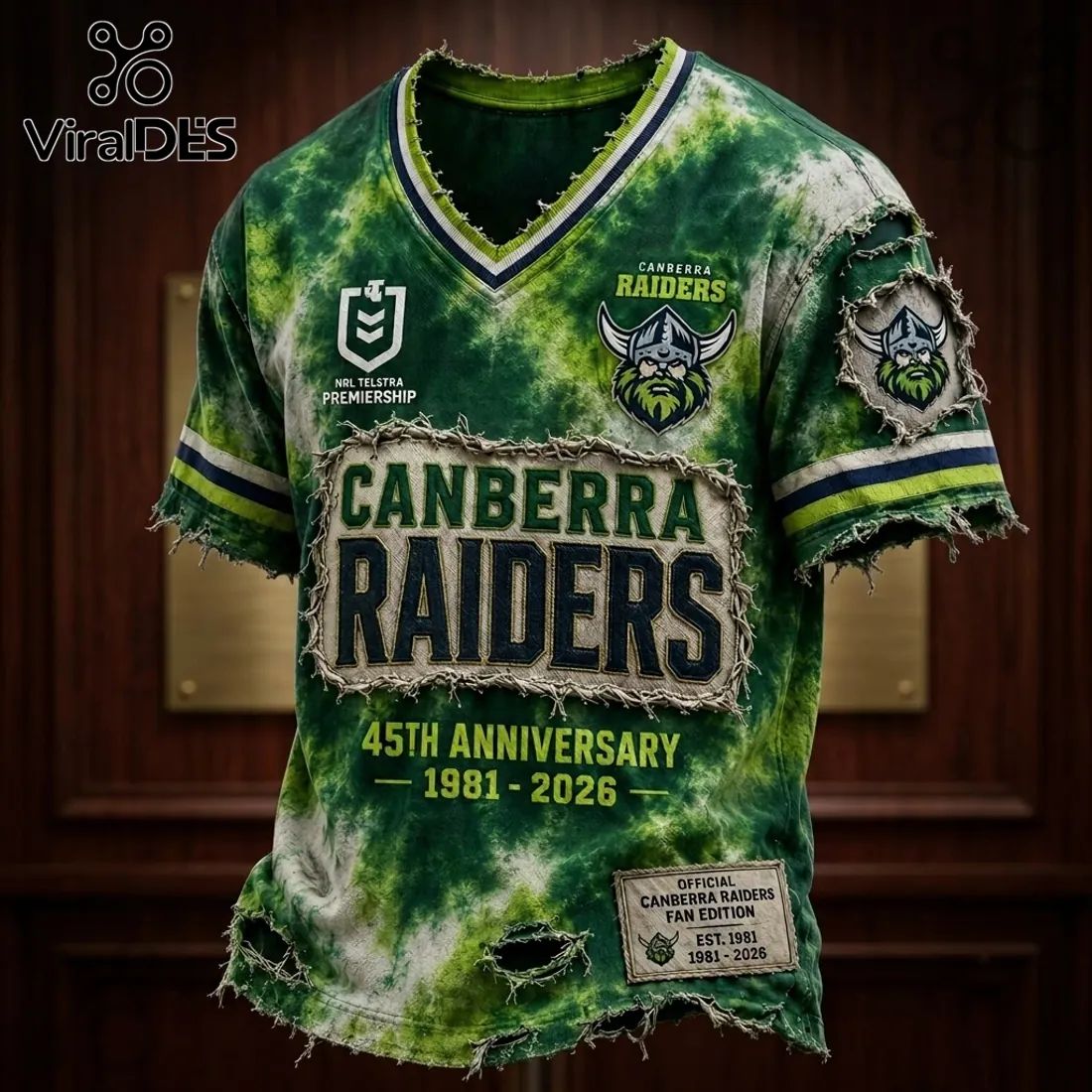 Canberra Raiders 1981-2026 Anniversary Distressed Shirt