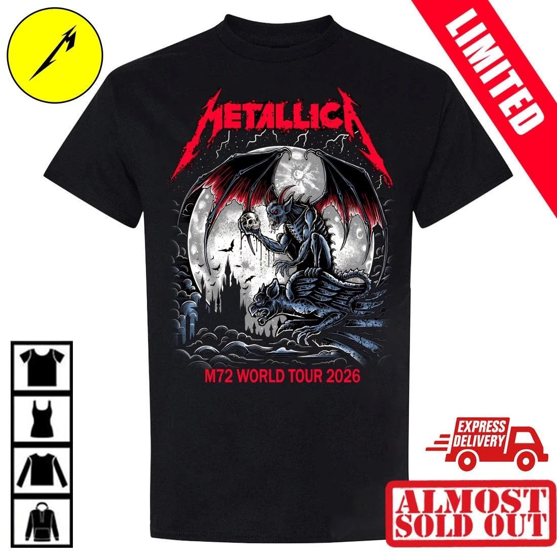 Metallica Bologna Italy June 3 2026 M72 Tour Pop-Up Shop T-Shirt