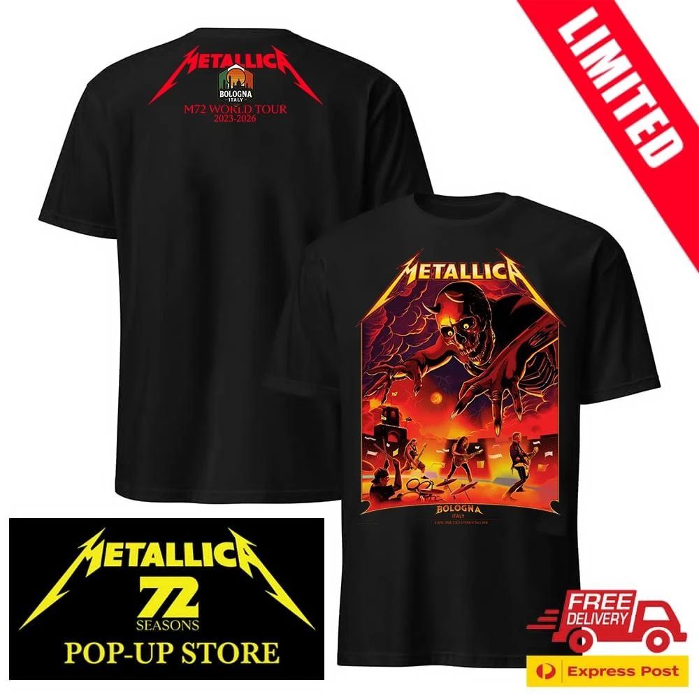 Metallica June 3rd 2026 Bologna Italy Two Sided T-Shirt