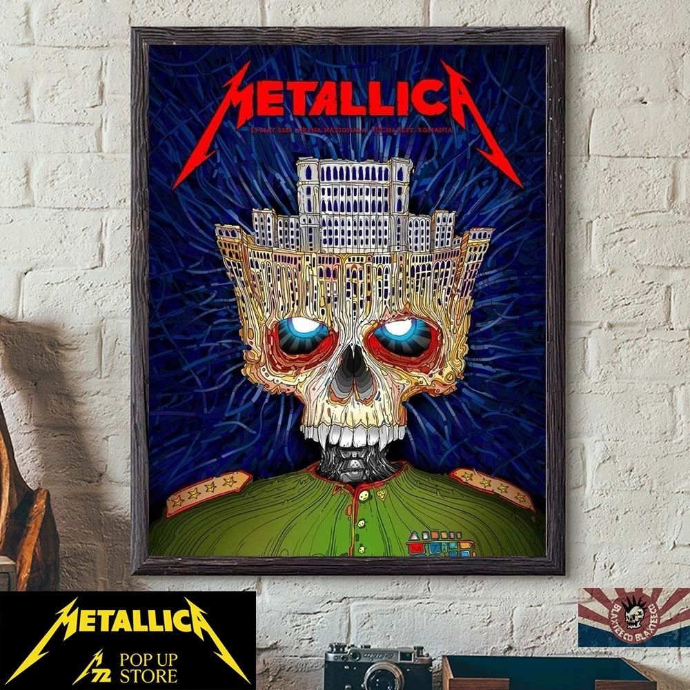 Metallica M72 Bucharest 2026 Venue Poster Stadium Tour Bucharest Romania At Arena Nationala On 13 May 2026 Palace Of Parliament Crown Skull Poster Canvas
