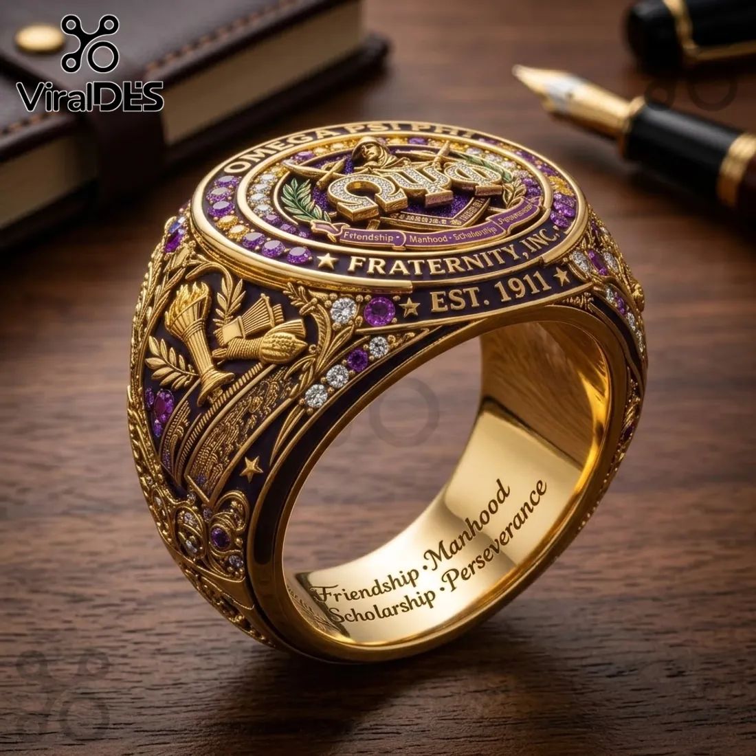 Omega Psi Phi 1911 EST Fraternity Ring