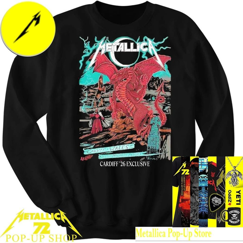 Metallica Cardiff 2026 Exclusive Shirt – M72 Welsh Dragon Duchess Of Dark Poster Principality Stadium Concert T-Shirt