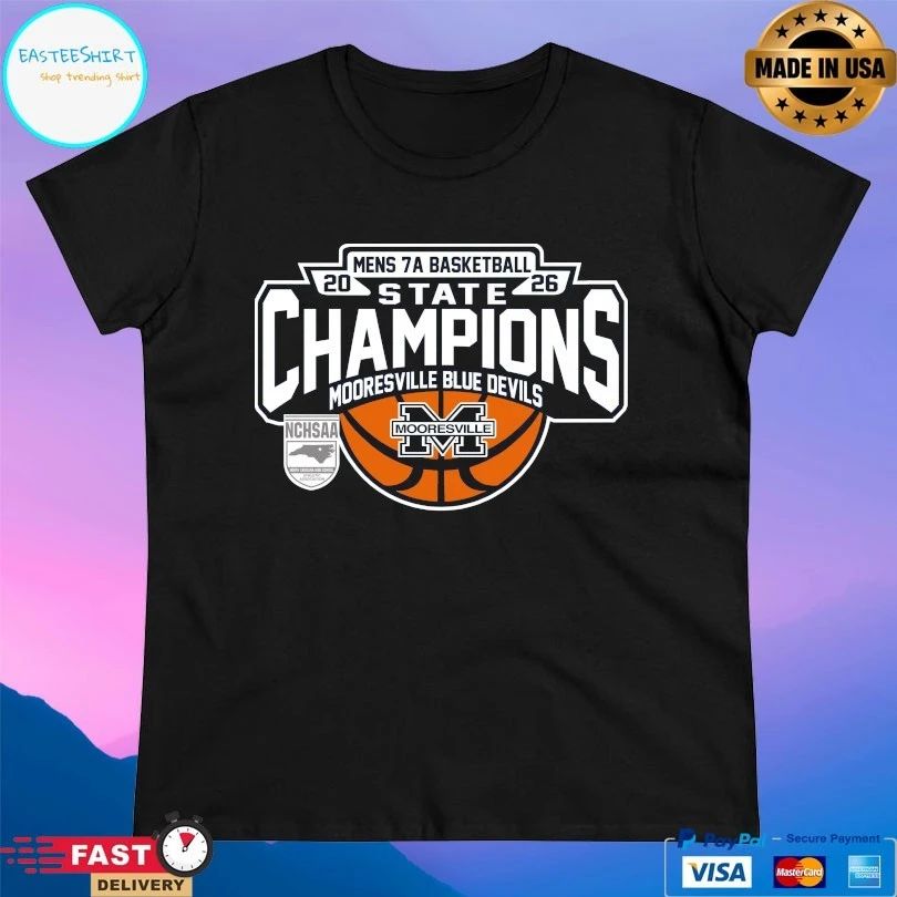 NCHSAA Men’s 7a Basketball State Champions Mooresville Blue Devils 2026 T-shirts