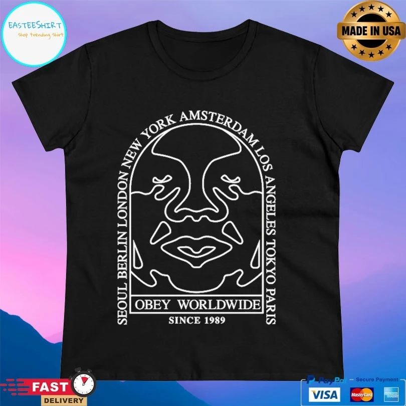 Obey Worldwide Since 1989 Seoul Berlin London New York Amsterdam Los Angeles Tokyo Paris T-shirt