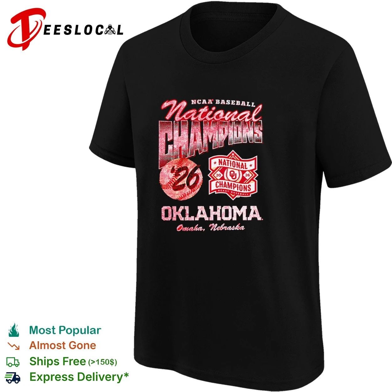 NCAA Baseball National Champions 26 Oklahoma Omaha Nebraska T-shirt
