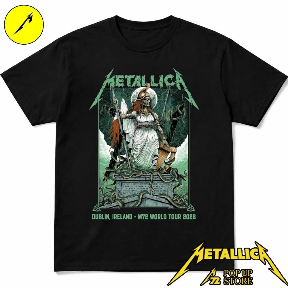 Metallica at Aviva Stadium in Dublin, Ireland, on June 19, 2026, on the M72 World Tour T-Shirt
