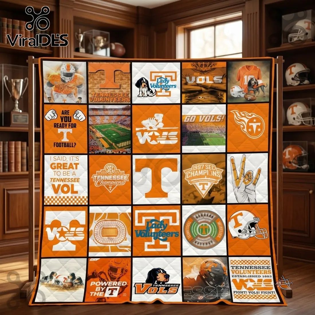Tennessee Volunteers Logo Patchwork Quilt Throw Blanket