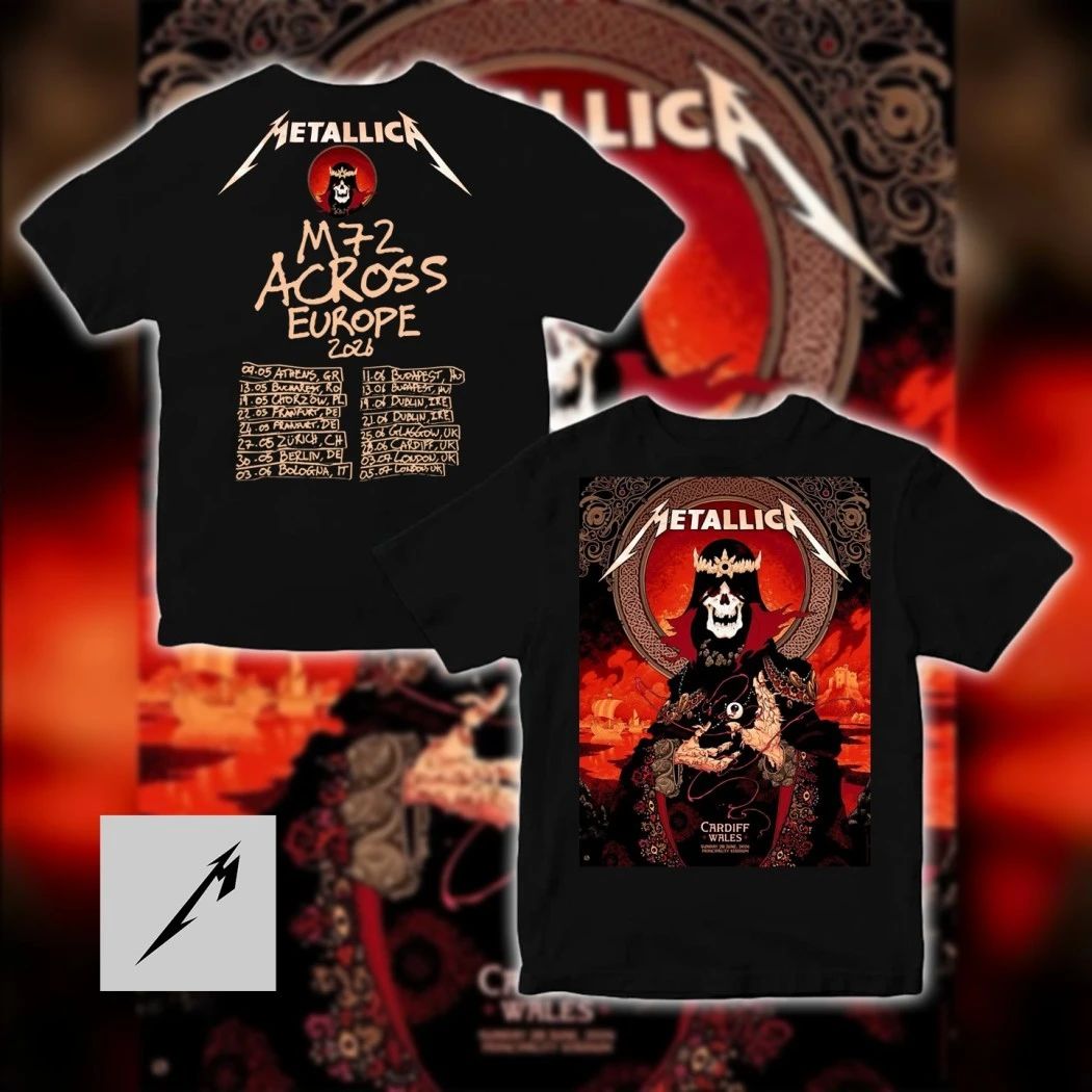 Metallica M72 Across Europe Cardiff Wales 2026 Tour Shirt Peter Diamond Premium Heavy Metal Band Graphic Tee