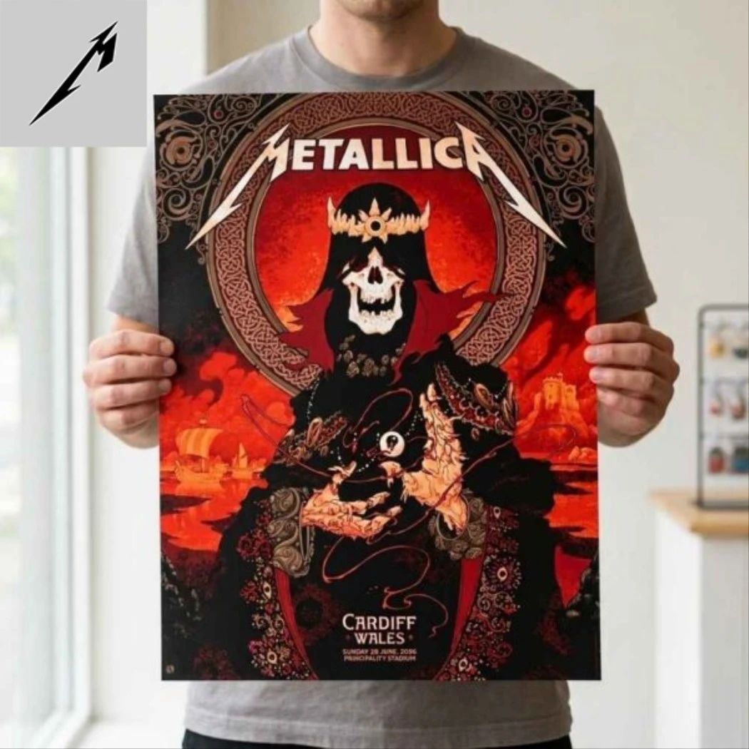 Metallica M72 Cardiff Wales 2026 World Tour Pop-Up Merch Poster By Peter Diamond On June 28 At Principality Stadium Poster Canvas Home Decor