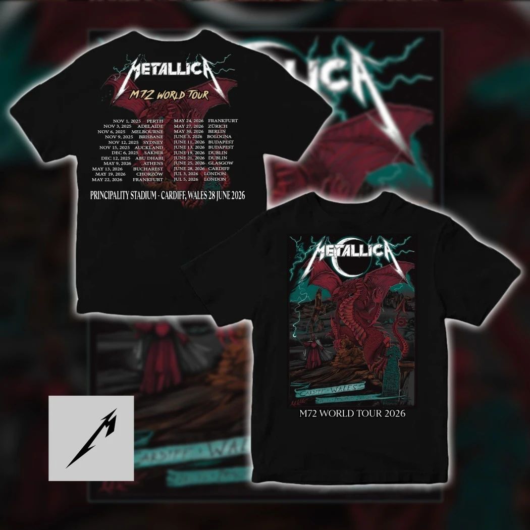 Metallica M72 World Tour Cardiff Wales Principality Stadium June 28 Red Dragon Concert T-Shirt
