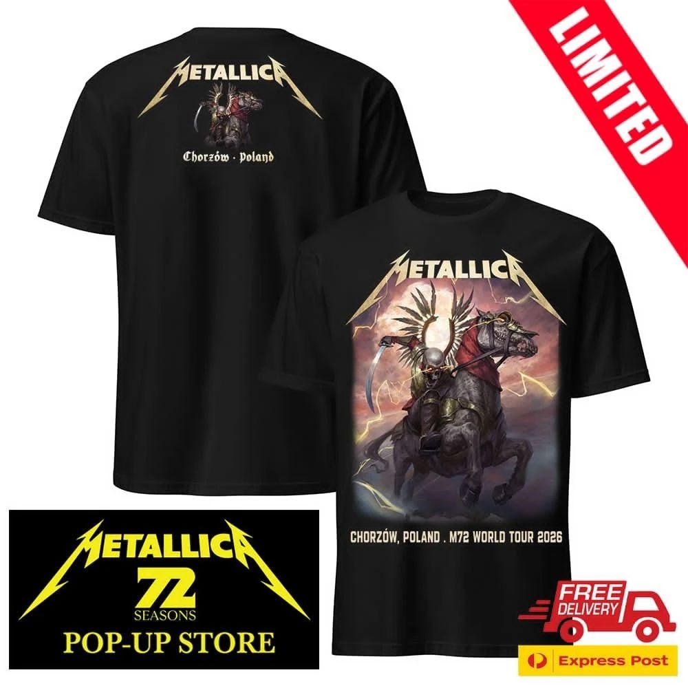 Metallica M72 Chorzów 2026 T-Shirt – Stadion Śląski, Poland – The Death Winged Hussars Artwork – May 19, 2026