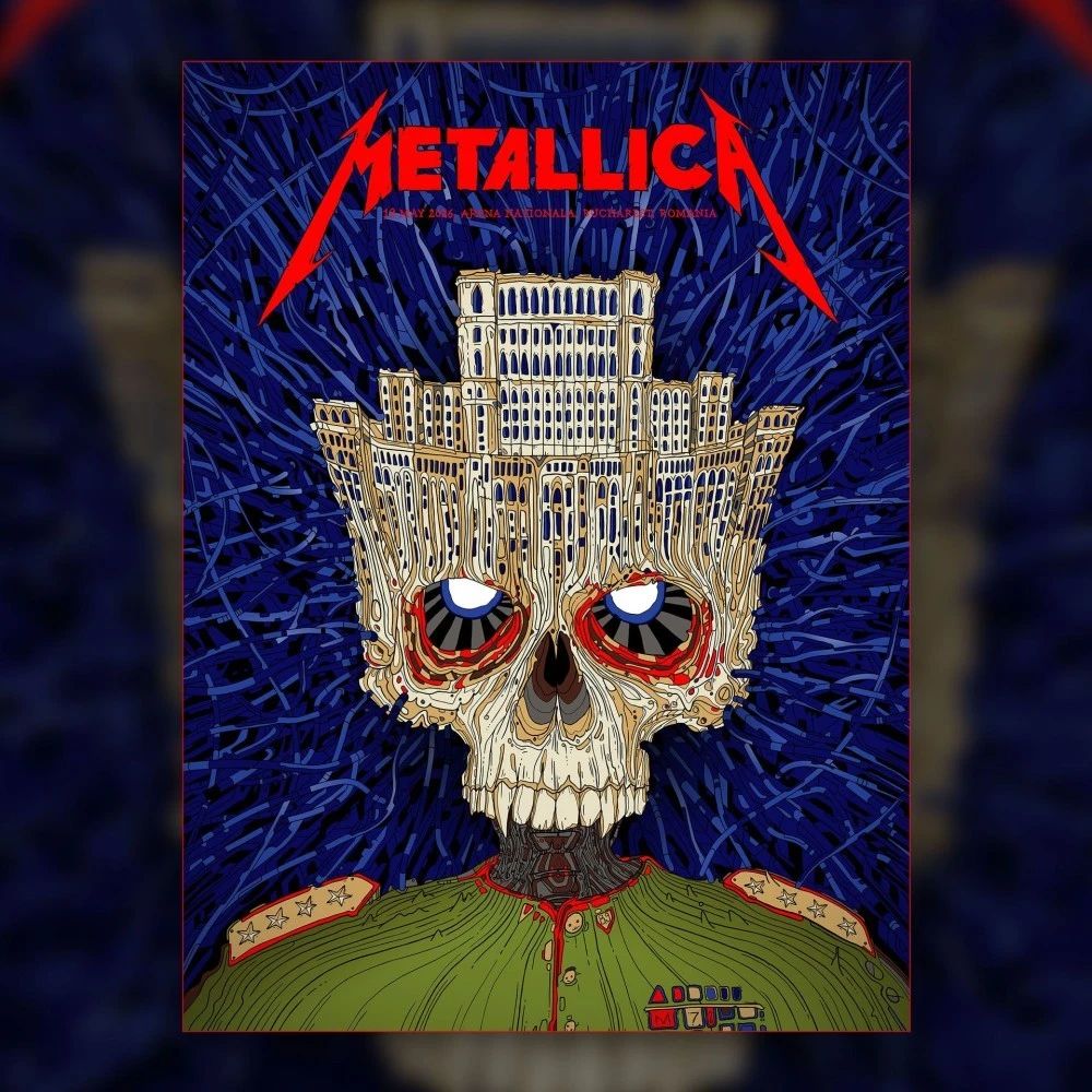 Metallica M72 Bucharest Limited Edition Show Screen Print By Matei Apostolescu At Arena Nationala Romania On May 13 2026 Probity Merch Wall Art Poster Canvas