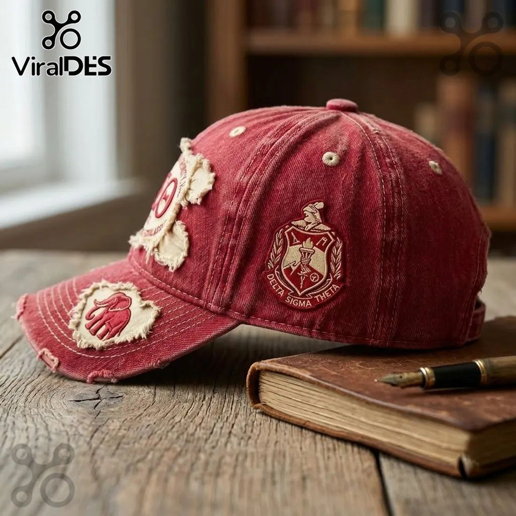 Delta Sigma Theta Sorority Distressed Crimson Baseball Cap